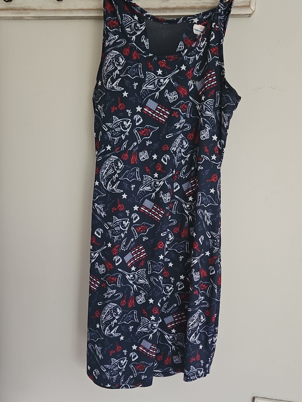 Women’s Navy Printed Tank Skirt - Red & White Accent